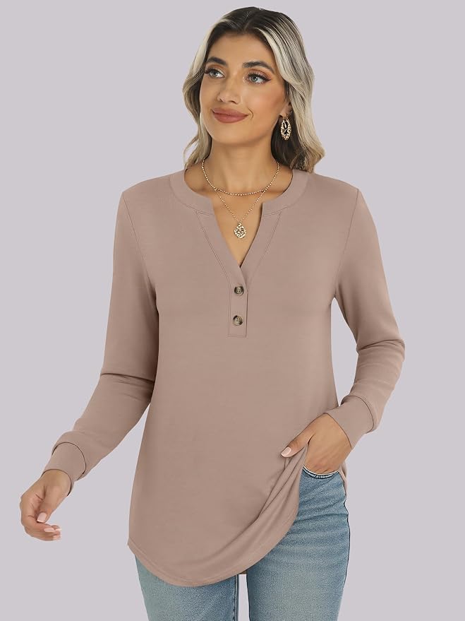 ANRABESS Women's Long Sleeve Shirts 2026 Spring Fashion Dressy Casual Tops Trendy Henley Blouses Cute Work Outfits Clothes - Image 6