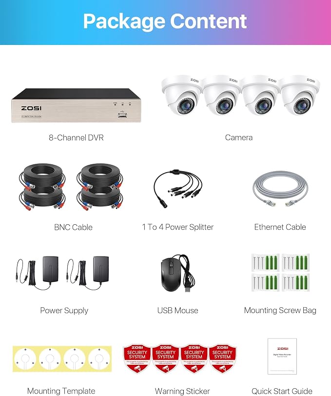 ZOSI 3K Lite 8CH H.265+ Home Security Camera System with AI Human/Vehicle Detection,Night Vision,5MP Lite 8 Channel CCTV DVR,4pcs 1080P 1920TVL 2MP Outdoor Indoor Surveillance Dome Cameras (No HDD) - Image 9