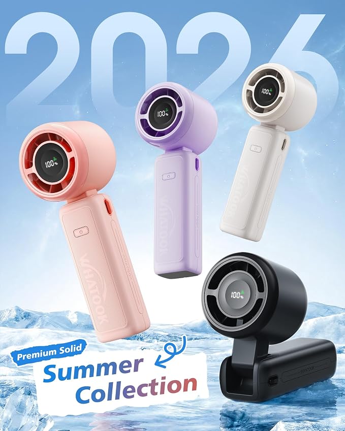 WHATOOK High Speed Portable Fan Rechargeable Personal Handheld Fan | 4000mAh 12 Hours 9m/s Strong Wind Cooling, Rechargeable Battery Small Hand Held Fans for Cruise Travel Theme Parks - Image 7