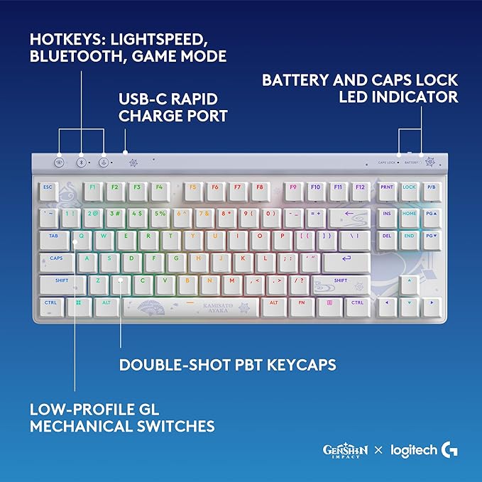 Logitech G515 TKL Wired Gaming Keyboard (Tactile) - Genshin Impact Edition | Low profile, gaming, LIGHTSYNC RGB, thin design, double-shot PBT keycaps, mechanical switches - Image 6