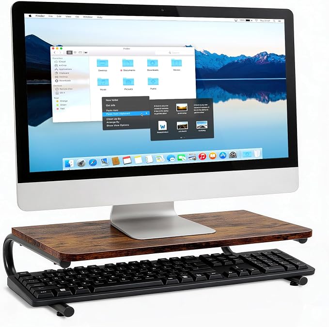 ARCOBIS Monitor Riser for Desk, Wood & Metal Computer Monitor Stand, Laptop, PC, Printer Stand Riser, Rustic Brown - Image 7