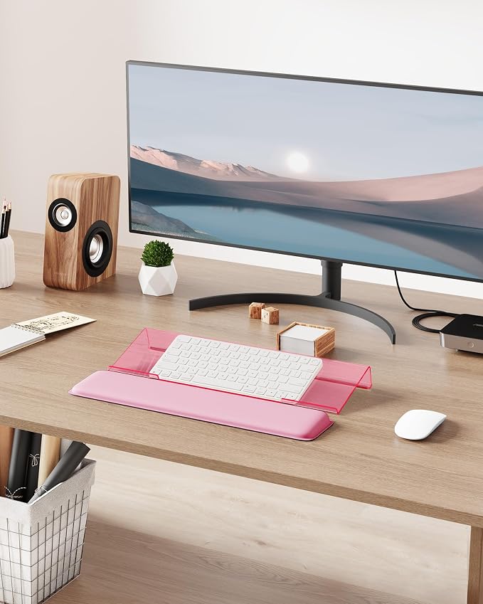 Laborio Computer Keyboard Wrist Rest, Keyboard Riser Stand for Desktop | Pink, Ergonomic Acrylic Keyboard Holder, Non-slip Wrist Pad, Pain Relief for Typing, Multiple Colors - Image 7