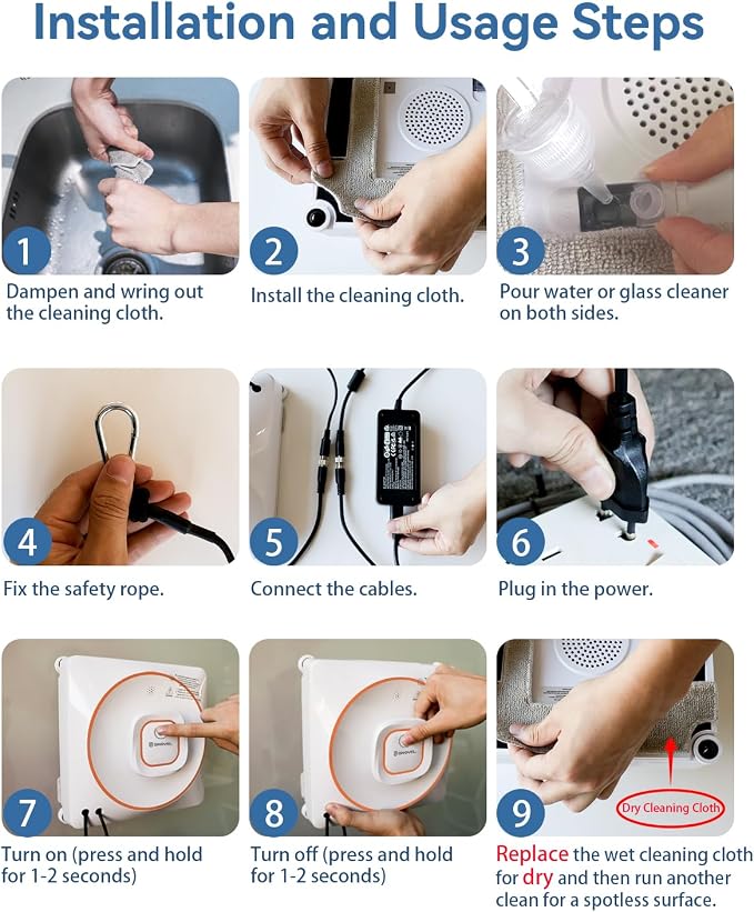 8000Pa Anti-Fall Window Cleaner Robot Auto Spray for High Rise Glass | 4 Cleaning Modes with Intelligent Path Planning,15-Stage Anti-Fall System,Remote Control,120mL Water Tank - Image 8
