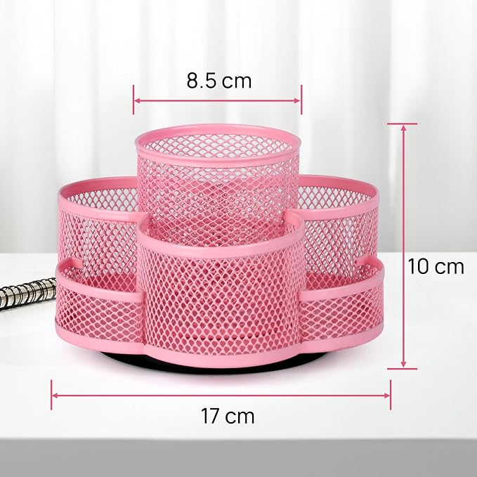 Topwey Pink Pen Holder for Desk, Rotating Pencil Holder, Cup Holder for Desk Office, Pen Organizer - Image 6