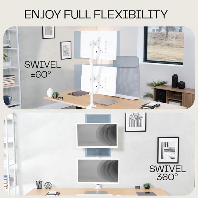 VIVO Dual Monitor Desk Mount Stand with Height Adjustment and VESA Plates for 2 LCD Ultrawide Screens up to 34 inches, Stacked Array, STAND-V002RW - Image 9