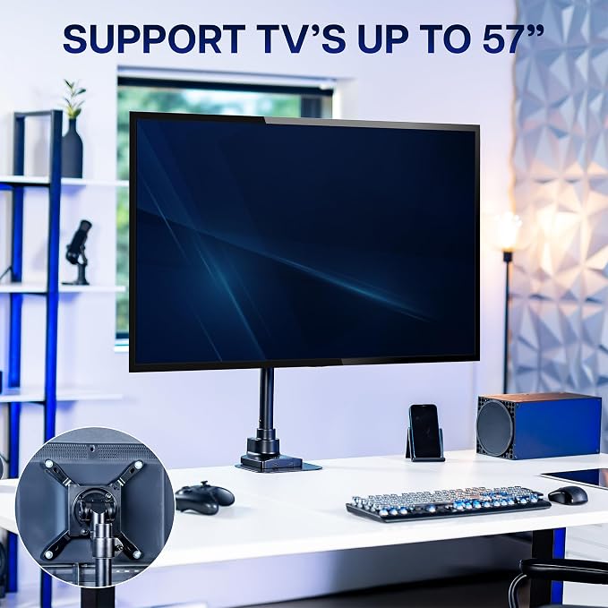 VIVO Clamp-on Single Ultra Wide Monitor Desk Mount, Low Profile Heavy Duty Adjustable Stand for 1 Ultrawide Screen up to 57 inches, 59.4 lbs Capacity, Black, STAND-V157C - Image 9