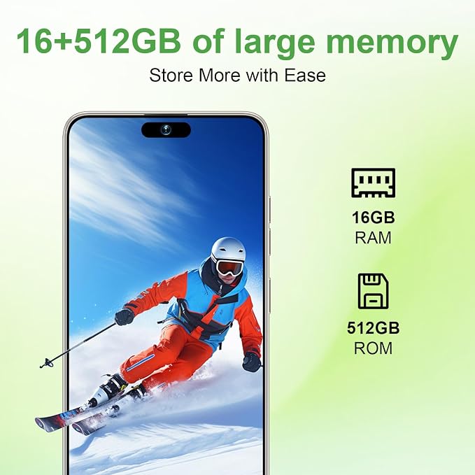 17 PMAX Unlocked Cell Phone,16GB+512GB Smartphone,6.99" HD Screen Android 15 5G Phones,Battery 7000mAh Android The Phone,Fingerprint Button Unlock/GPS/Face ID/Dual SIM/5G (Gray) - Image 6