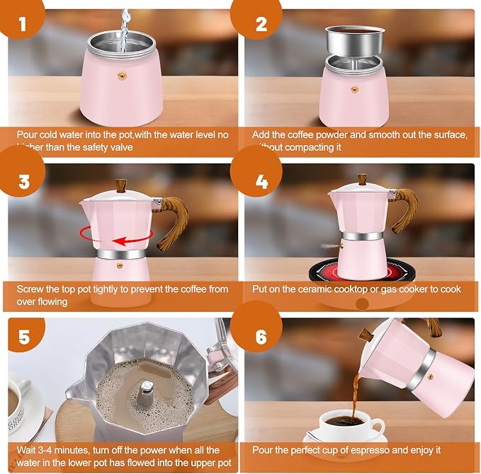 3 Cup Aluminum Espresso Stovetop Moka Pot Express Coffee Maker Percolator Italian Classic Mocha Coffee Machine for Italian and Cuban Cafe Brewing for Home & Camping 150ml 5oz - Image 8
