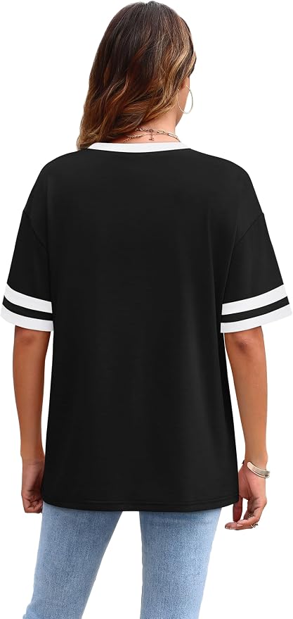WIHOLL Womens T Shirts Loose Fit Short Sleeve Tees Crew Neck Color Block Summer Tops 2026 Fashion - Image 5