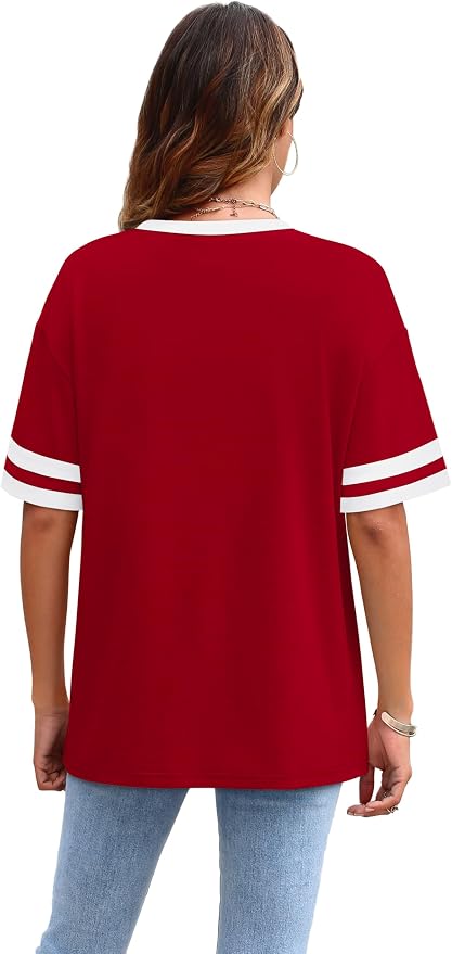 WIHOLL Womens T Shirts Loose Fit Short Sleeve Tees Crew Neck Color Block Summer Tops 2026 Fashion - Image 4