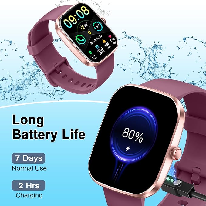 Smart Watch(Answer/Make Call), 1.91"HD Smartwatch for Men Women with Heart Rate/Sleep Monitor/Pedometer/Calories, 113+ Sports Fitness Watch Tracker, IP68 Waterproof Step Counter for Android iOS-Wine - Image 7