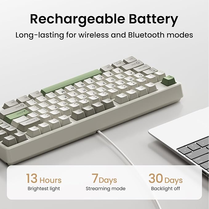 Kisnt KN85 Wireless Mechanical Keyboard, 75% Layout, Bluetooth/2.4GHz/USB-C, Custom RGB Backlit, Hot-Swappable Linear Switch, Creamy Sound for Gaming/Typing (Industrial Gray) - Image 9