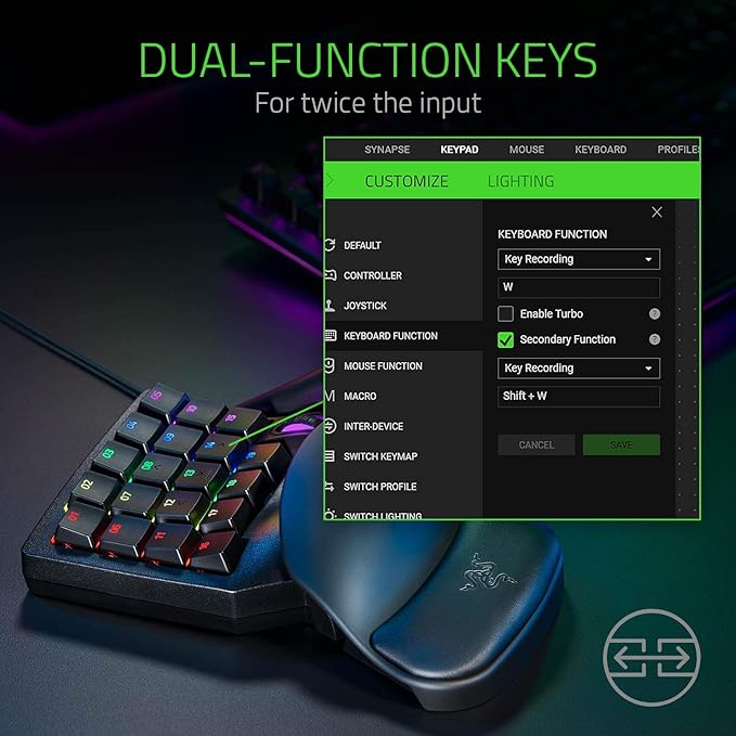 Razer Tartarus Pro Gaming Keypad: Analog-Optical Key Switches - Rapid Trigger - Adjustable Actuation - 32 Programmable Keys - Customizable Macros - Chroma RGB Lighting - Classic Black | Rapid Trigger, Adjustable Actuation, 32 Programmable Keys, Customi... - Image 7