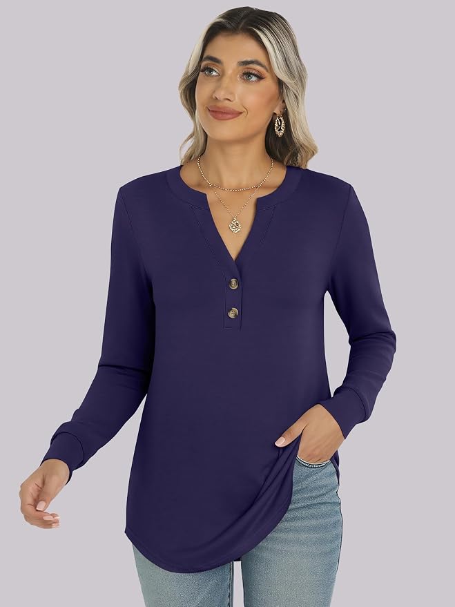 ANRABESS Women's Long Sleeve Shirts 2026 Spring Fashion Dressy Casual Tops Trendy Henley Blouses Cute Work Outfits Clothes - Image 6