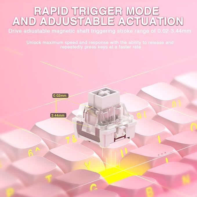 Aula WIN60 HE - 60% Mechanical Gaming Keyboard Wired, Hall Effect Magnetic Switch Hot Swappable,8000 Hz Polling Rate, RGB Keyboard 60 Percent Compact Design for PC (Gradient Pink) - Image 8