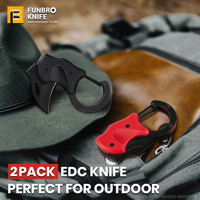FUNBRO 2 Pack Small Pocket Knife Gifts for Men & Women | Folding Box Cutter, Birthday & Christmas Stocking Stuffers Gifts for Wife Husband Dad Mom (Black & Red) - Image 7