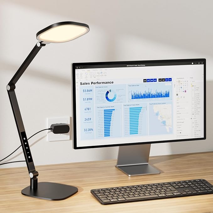 LitONES Desk Lamp for Home Office, Tall Computer Ring Light with CRI 97.8 | Eye-Caring Diffused Desktop Light with Memory & Timer Func, 1200LM Zoom Lighting for Video Calls, Conference, Reading,Study - Image 8
