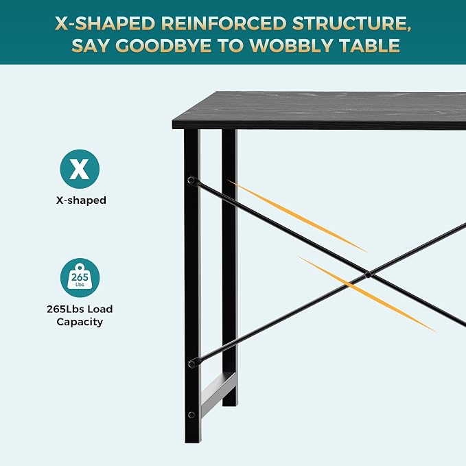 OLIXIS 40 Inch Computer Office Desk for Small Spaces, Writing Gaming Work Desk Modern Study Table with Storage Bag & Headphone Hook Home Bedroom, Black | Metal Frame, Writing Gaming Work, Home Bedroom, Easy Assembly, Sturdy Design, Black - Image 8