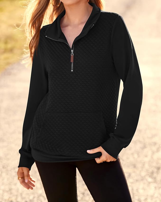 BTFBM Women Fashion Quilted Pattern Lightweight Zipper Long Sleeve Plain Casual Ladies Sweatshirts Pullovers Shirts Tops - Image 8