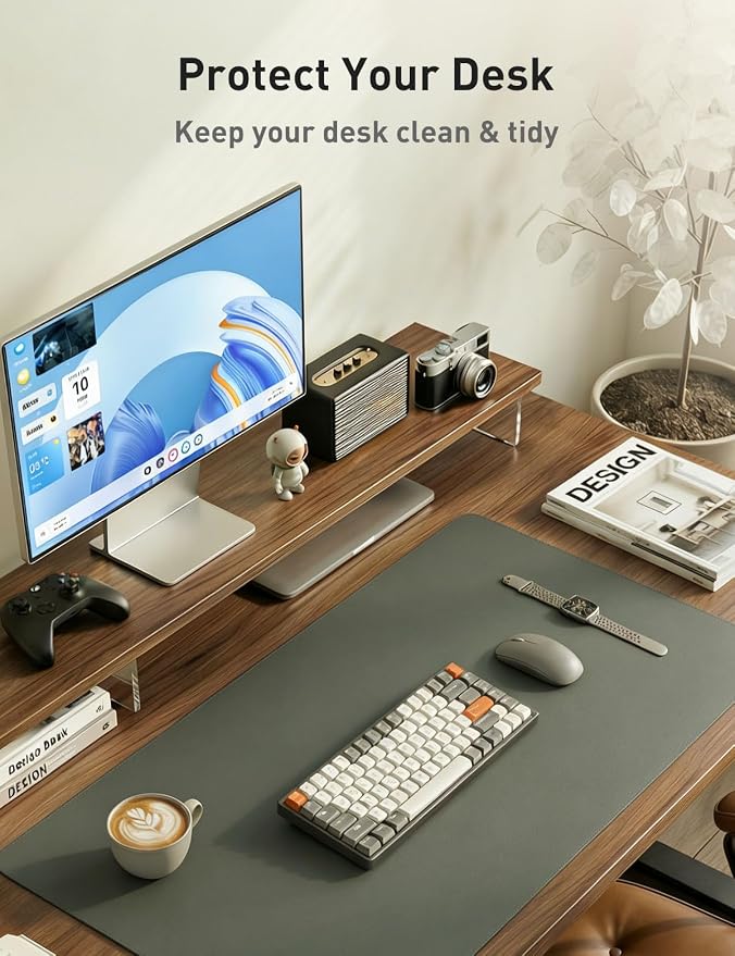Aothia Faux Leather Desk Mat - Non-Slip PU Leather Desk Blotter, Waterproof Writing Surface, Large Desk Pad for Office & Home (Jungle Green, 55" x 17") - Image 8