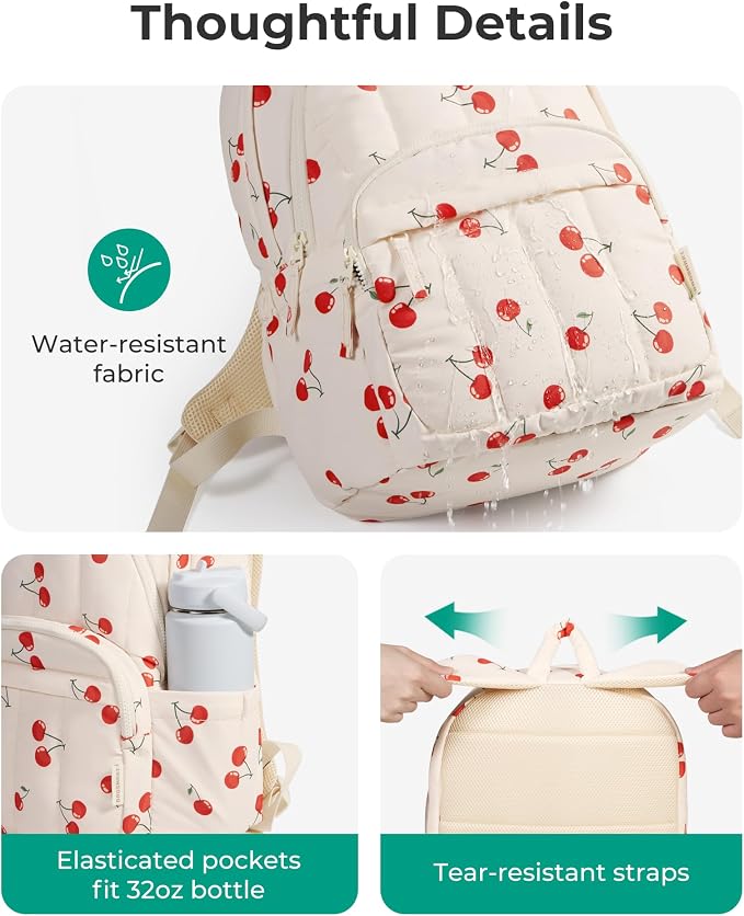 BAGSMART College Laptop Backpack,Cute Travel Backpack for Women,Quilted Computer Bookbag - Image 8
