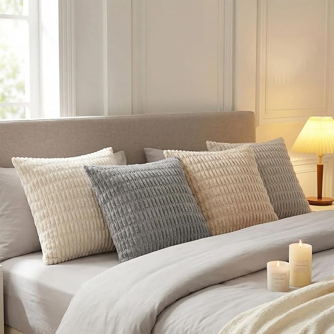 Fancy Homi 4 Packs Decorative Throw Pillow Covers for Living Room Couch Bed, Modern Farmhouse Boho Home Décor Accent Cushion Case, 22" x 22", Neutral - Image 7