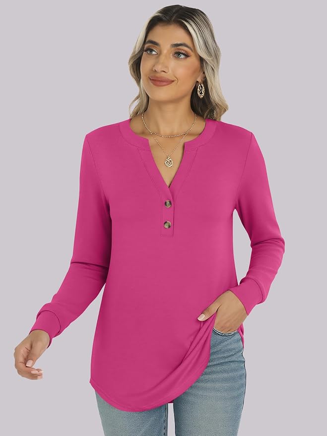 ANRABESS Women's Long Sleeve Shirts 2026 Spring Fashion Dressy Casual Tops Trendy Henley Blouses Cute Work Outfits Clothes - Image 6