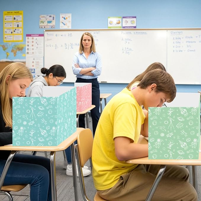30 Pack Desk Dividers for Students Pastel Space Privacy Folder for Students Waterproof Study Carrel Dividers Testing Divider Privacy Classroom Shield Folder Boards for Classroom Teacher Supplies - Image 7
