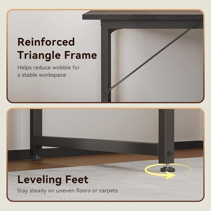 Coleshome 79 Inch Computer Desk with Power Outlet | Extra-long workspace • Supports multi-monitor setups • Stable steel frame • Spacious legroom • Home office & gaming - Image 6