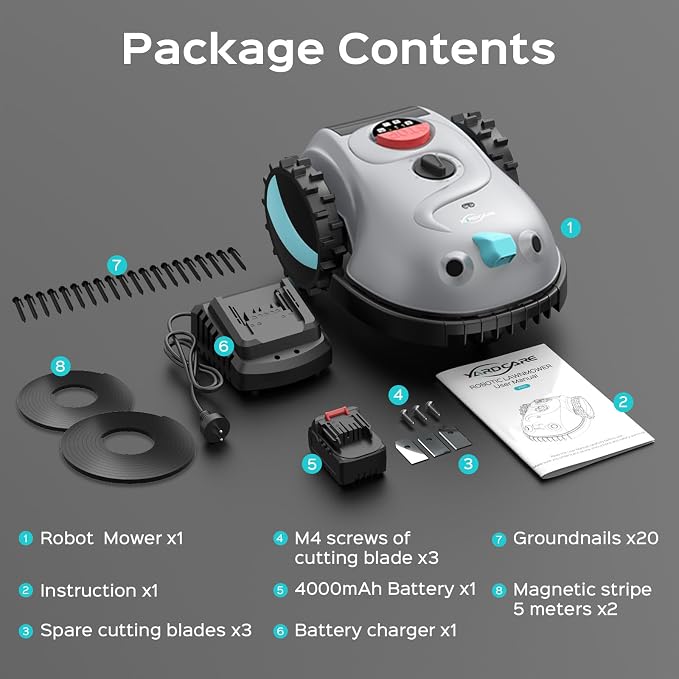 YARDCARE V100 Robot Lawn Mower with HD Vision Navigation, Smart Obstacle Detection, Collision Sensors, Adjustable Cutting Height, Low-Noise Operation—Perfect for Small Lawns up to 1,600 sq ft. - Image 9