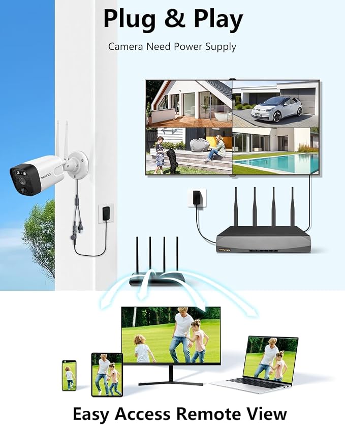 (2026 Update) Wireless WiFi Outdoor Security Camera System with Dual Antenna Cameras, 55% Stronger Signal, 130° Wide Angle, 2-Way Audio, No Monthly Fee, Home NVR Security System - Image 9