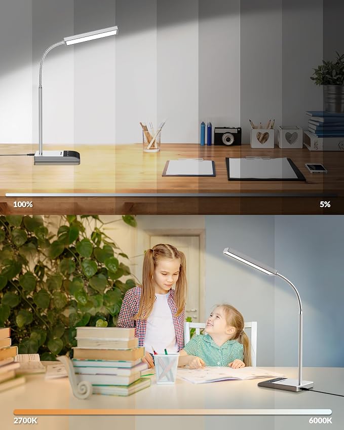 LEPOWER Desk Lamp, 800LM LED for Home Office, True Eye-Caring for Reading | 50 Lighting Modes, 2X Wider Panel, 360° Flexible Gooseneck, Touch Control, 12W Bright Table Lamp for Dorm, Bedroom, Study - Image 9