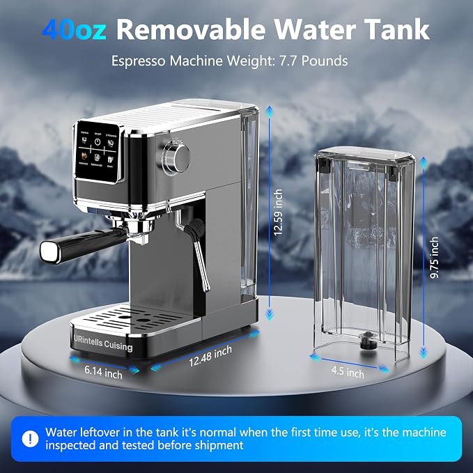 URintells Cuising Espresso Machine with Touchscreen And Cold Brew | 20Bar Pump,Stainless Steel Espresso Maker with Powerful Steam Milk Frother for Cappuccino Latte,Iced Americano - Image 9