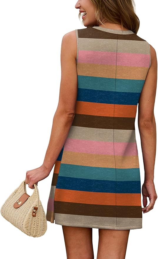 WIHOLL Casual Dresses for Women Crewneck Sleeveless Tank Dress Summer Spring Boho Vacation Clothes - Image 5
