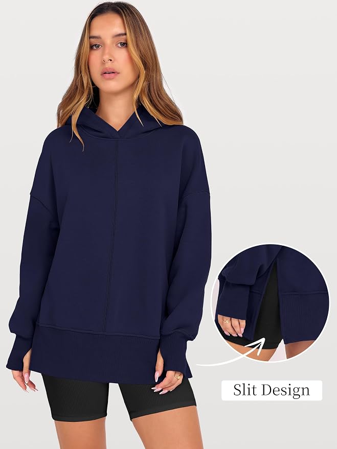 ANRABESS Womens Oversized Hoodies Long Sleeve Fleece Side Slit Hooded Sweatshirts Pullover 2026 Fall Outfits Y2K Clothes - Image 7