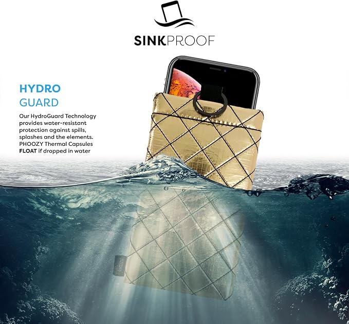 PHOOZY Apollo II Thermal Phone Case with NASA-Derived Technology - Extends Battery Life 4X in Hot or Cold Weather - Military Grade 8-Foot Drop Protection Insulated Pouch - Large Gold - Image 8
