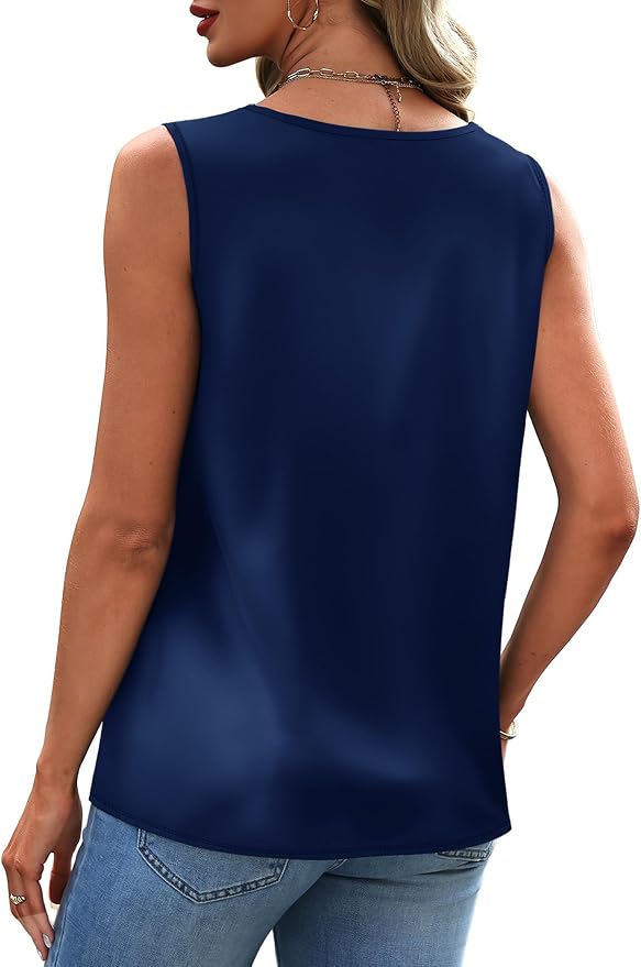 Sipaya Silk Satin Tank Tops for Women V Neck Summer Tops Sleeveless Camisole Business Casual Outfits Work Blouses - Image 4