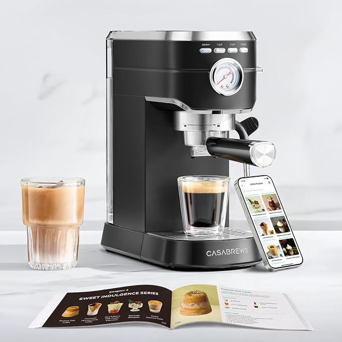 CASABREWS CM5418 Espresso Machine, Espresso Coffee Maker with Steam Wand | Stainless Steel, 20-Bar Pump, Built-in Pressure Gauge, Powerful Steam Wand for Cappuccino Latte for Home, 34oz Water Tank - Image 8