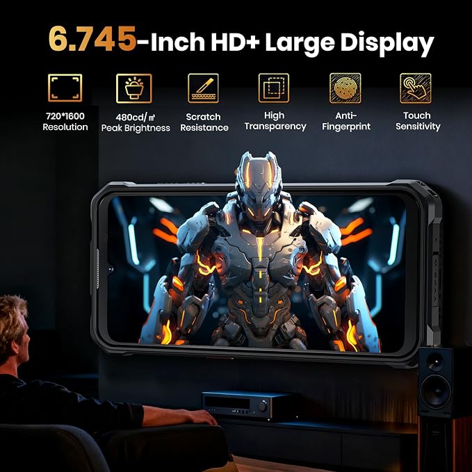 FOSSIBOT F110Pro 5G -10000mAh Rugged Phone Android 15, MTK Dimensity 6300+ Smartphone 128dB Louder Speaker, 20GB+128GB -2TB Cell Phone, 6.745" FHD Display, 50MP Ai Camera, 5G Dual SIM - Image 8