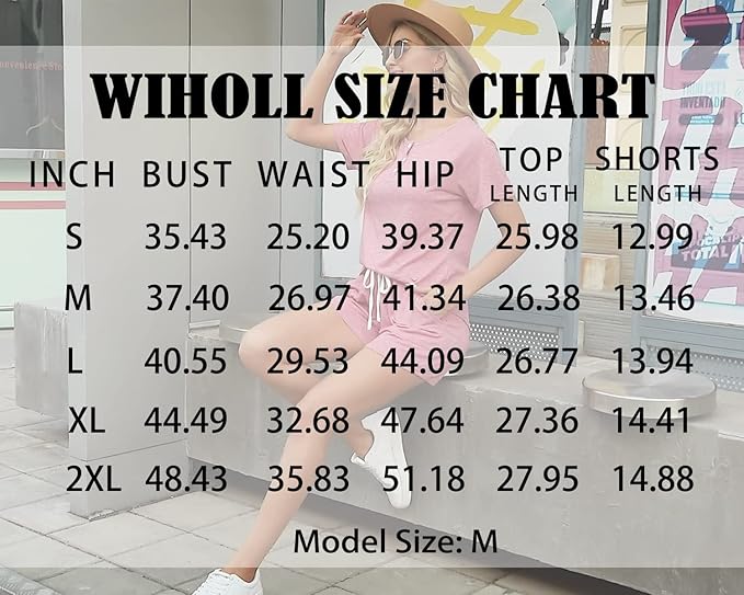 WIHOLL Two Piece Outfits for Women Lounge Sets Button Down Top and Shorts Set Sweatsuits with Pockets - Image 4