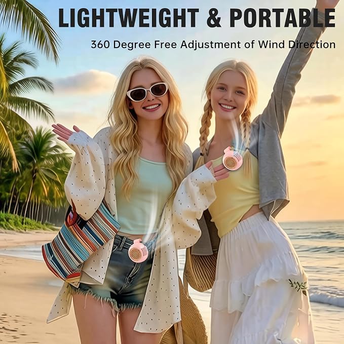 Wearable Waist Fan Rechargeable, 360° Rotating Clip-On Personal Fan 5-Speed Bladeless Portable Cooling Fan for Shirt, Outdoor Work, Construction, Camping, Gardening,Office, Travel Essentials Cute Pink - Image 9