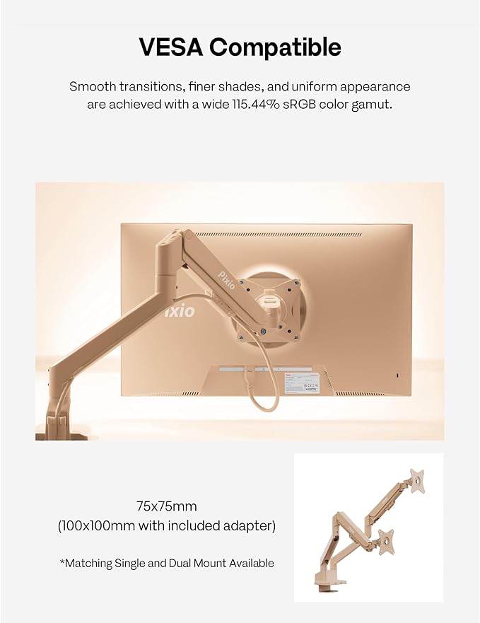 Pixio PX246 Wave Beige 24 inch 120Hz Refresh Rate FHD 1080p Resolution IPS Panel 4ms GTG Response Time Gaming Monitor with Adaptive Sync - Image 7
