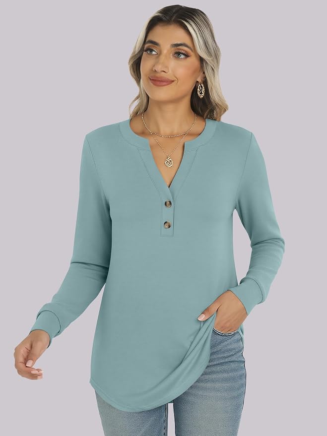 ANRABESS Women's Long Sleeve Shirts 2026 Spring Fashion Dressy Casual Tops Trendy Henley Blouses Cute Work Outfits Clothes - Image 6