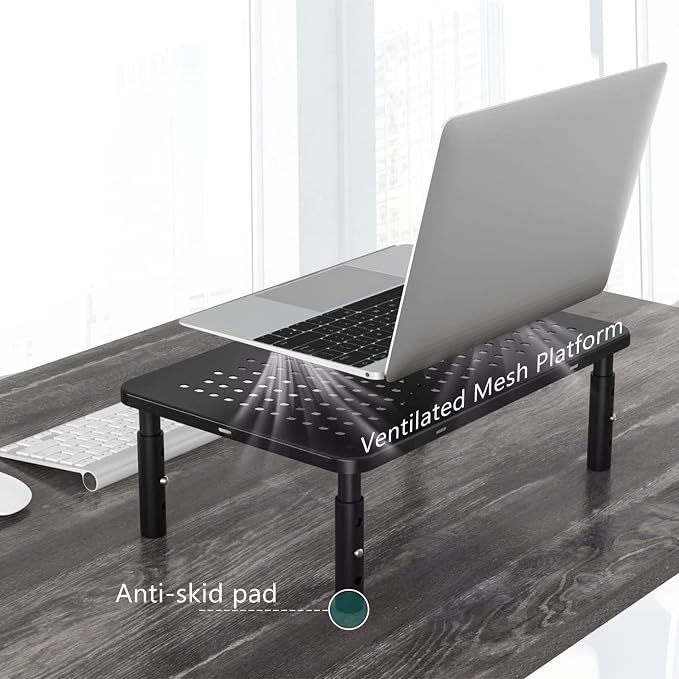 WALI Desk Organizer, 1 Tier Computer Monitor Stand for Desk, Desk Monitor Riser 3 Height Adjustable, Laptop Stand Underneath Storage for Office, Home, School Supplies (STT003), 1 Pack, Black - Image 9