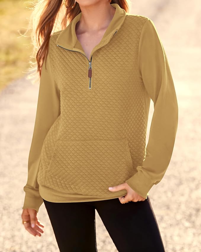 BTFBM Women Fashion Quilted Pattern Lightweight Zipper Long Sleeve Plain Casual Ladies Sweatshirts Pullovers Shirts Tops - Image 8