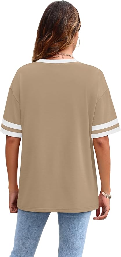 WIHOLL Womens T Shirts Loose Fit Short Sleeve Tees Crew Neck Color Block Summer Tops 2026 Fashion - Image 4
