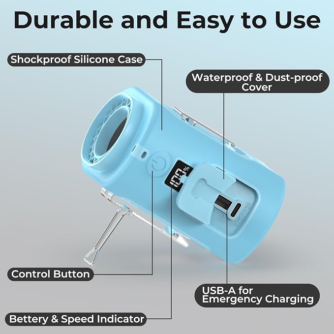 AMACOOL Mini Portable Waist Fan Clip on, Birthday Gifts for Mother Mom Her Girl, 13000RPM Rapid-Cooling Personal Neck Fans, Wearable Shirt Belt Fan for Women Men Outdoor Work Jobsite Travel Camping - Image 7