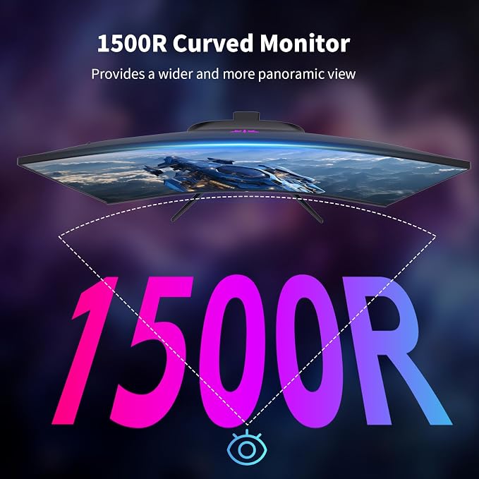 KTC H27S5C 27 Inch Curved Gaming Monitor, 1440P QHD 144Hz Monitor, HDR 400 | 2560x1440 120Hz Curve Monitors, 1500R HVA Panel, Adaptive Sync, 400nits, 129%sRGB, HDMI DP, Eye Care VESA 100x100 Mount - Image 8