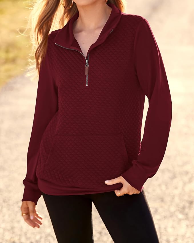 BTFBM Women Fashion Quilted Pattern Lightweight Zipper Long Sleeve Plain Casual Ladies Sweatshirts Pullovers Shirts Tops - Image 8
