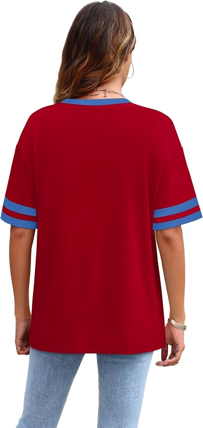 WIHOLL Womens T Shirts Loose Fit Short Sleeve Tees Crew Neck Color Block Summer Tops 2026 Fashion - Image 4